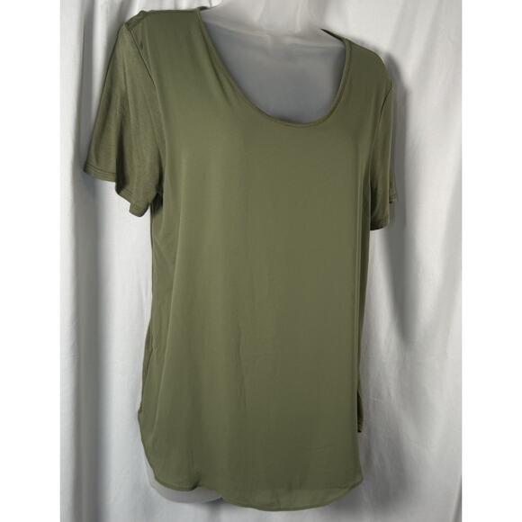 Loft Short Sleeve Mixed Media T-Shirt M Olive Green Casual Minimalists 88-32 - Picture 2 of 12